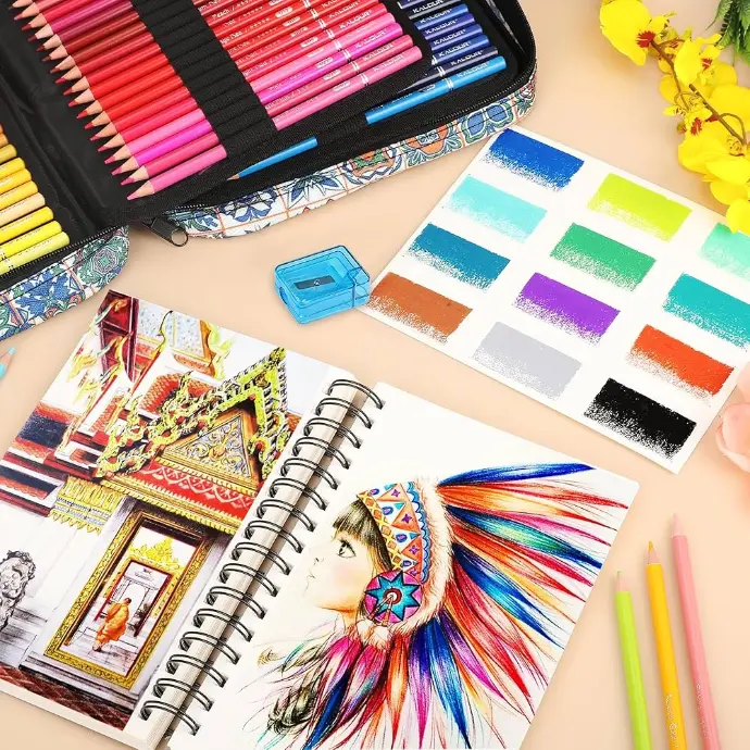 Close-up of Kalour colour pencils showing rich pigment tones.