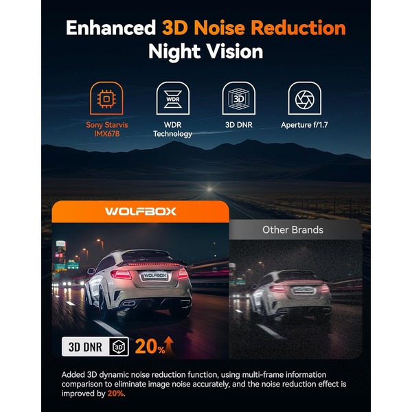 WOLFBOX X5 3 Channel 4K Dash Cam - STARVIS 2 IMX678, 4K+2.5K+1080P