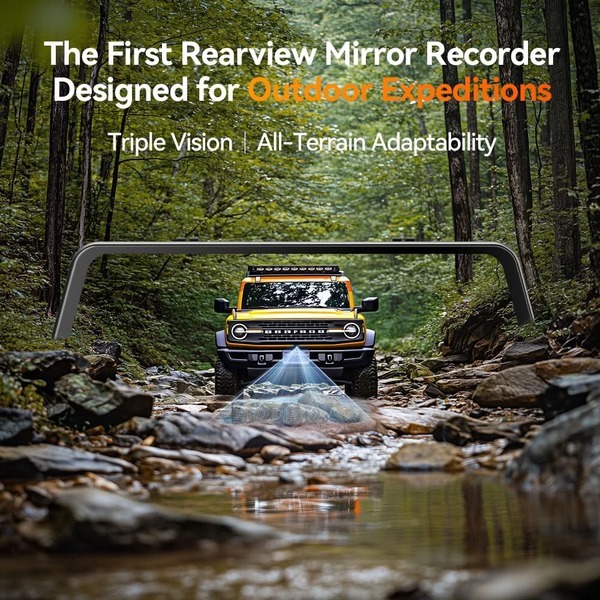 WOLFBOX G900 TriPro 3-Channel Mirror Dash Cam 4K Front, 2.5K Rear & Bumper