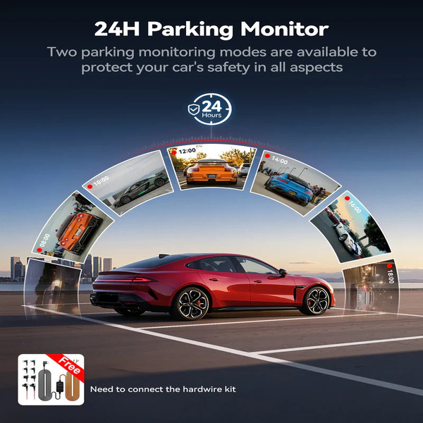 Redtiger A6 3Channel Dash Cam 2.5K Front + 1080P Rear + Cabin, Touchscreen