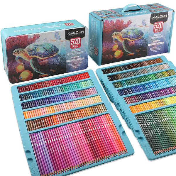 KALOUR 520 Color Pencil Tin Box Set - Massive Collection of 520 Pencils