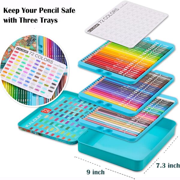 KALOUR 72 Premium Colored Pencils, Artists Soft Core Vibrant Color