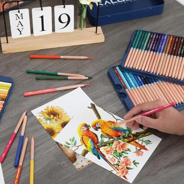 KALOUR 72 Top Grade Colored Pencil Tin Box Set - Premium Quality Pencils