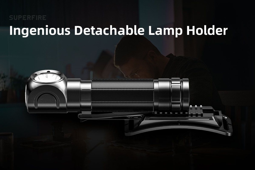 SUPERFIRE TH04 Mini Rechargeable Headlamp Torch Work Light 3- in-1 600LM