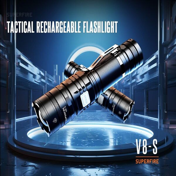 SUPERFIRE V8-S Rechargeable Bright Light Zoomable LED Torch 2000 Lumens