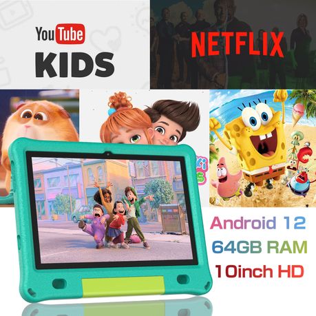 PRITOM Learning Kids Tablet 10.1" HD - 3GB RAM, 64GB Storage, WiFi - Green
