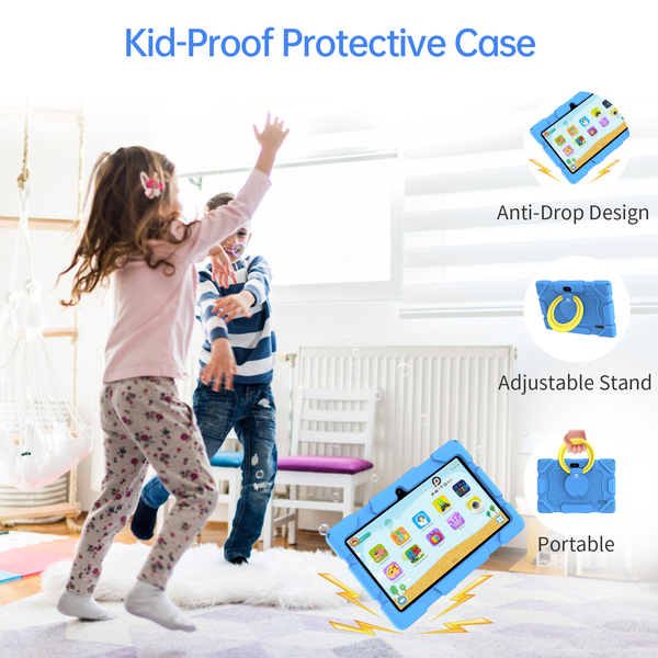 PRITOM K7 Pro Kids Tablet - 7" HD Display, 4GB RAM, 32GB Storage - Blue