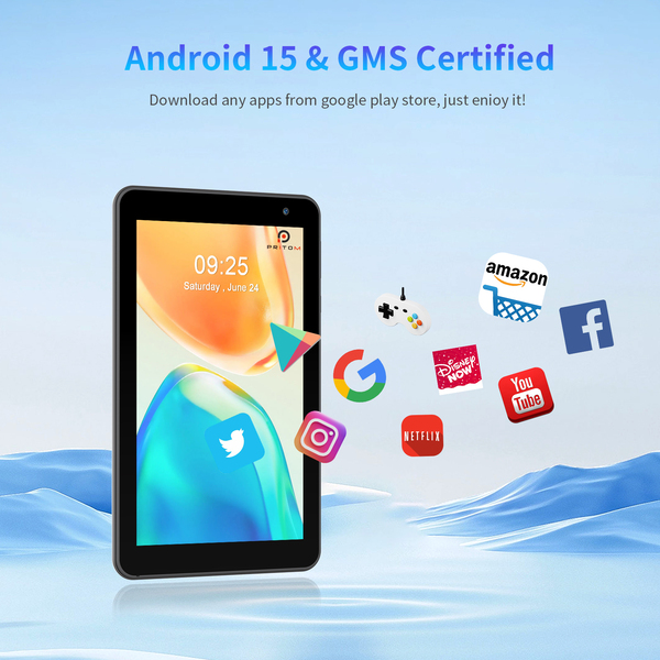 Pritom M7A 7" Smart Tablet - 3GB+9GB RAM, 32GB ROM, Wi-Fi6, Quad-Core CPU