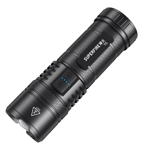 SUPERFIRE Y5-N Zoom Flashlight - 1200 Lumens, 800m Beam Distance, 5 Modes