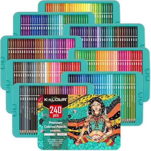 [5439] KALOUR 240 Professional Colored Pencils Artists Soft Core Vibrant Color