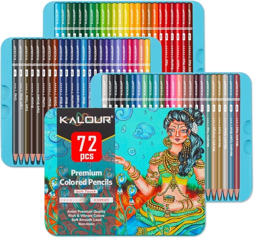 [5445] KALOUR 72 Premium Colored Pencils, Artists Soft Core Vibrant Color