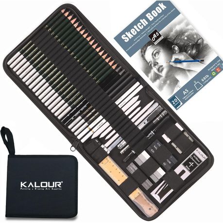 [6191] KALOUR 54-Pack Professional Sketch Drawing Pencil Set with Sketchbook