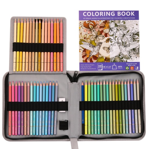 [6196] KALOUR 50-Color Macaron Professional Colored Pencil Set in Zipper Case