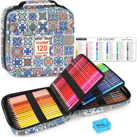 [6198] KALOUR 120 Color Pencil Set in Nylon Case - Complete Coloring Set