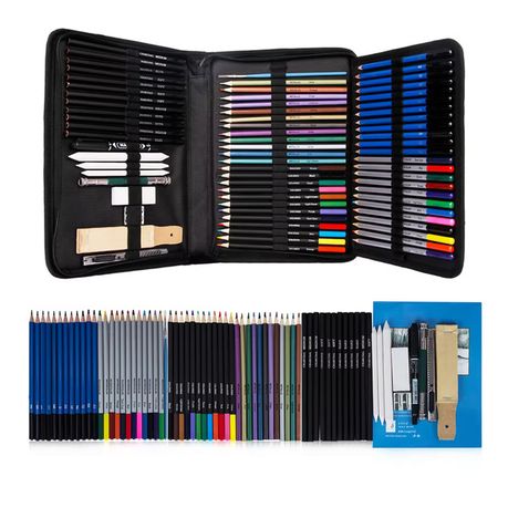 [6204] KALOUR 76 Assorted Color Pencil Drawing Set - Includes Various Pencil Types