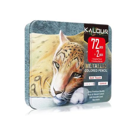 [6209] KALOUR 74 Metallic Color Pencil Tin Box Set - Perfect for Artists/Colorists