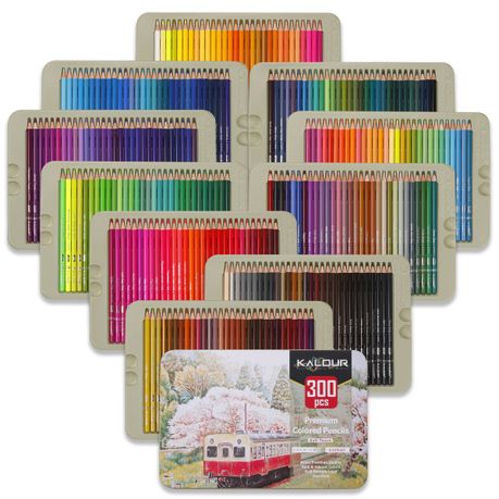 [6213] KALOUR 300 Color Pencil Tin Box Set - Extensive Collection of 300 Pencils