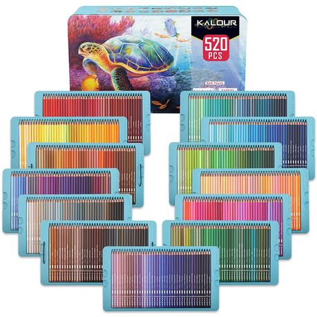 [6214] ZS KALOUR 520 Color Pencil Tin Box Set - Massive Collection of 520 Pencils